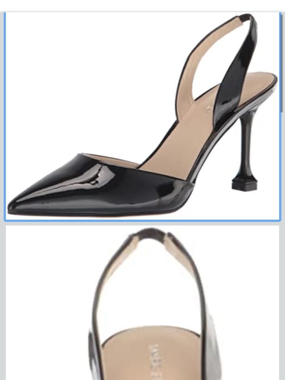 Marc Fisher Black Patent Pointed-Toe Slingback Heel